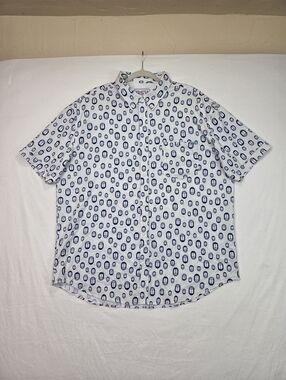 RSVLTS Meet the Beetles Kunuflex Shirt 2XL White‎ Blue Beetle Print Short Sleeve